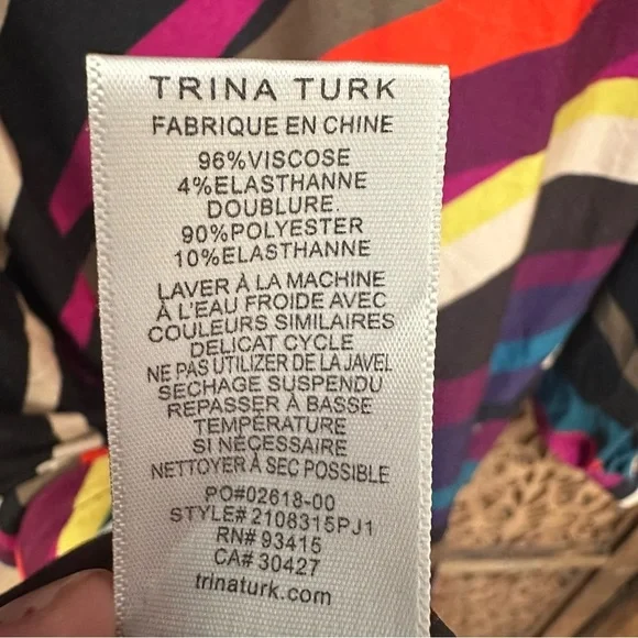 NWT TRINA TURK MULTICOLOR STRIPE OPEN BACK MINI DRESS size smalll reg $255 - Picture 4 of 5